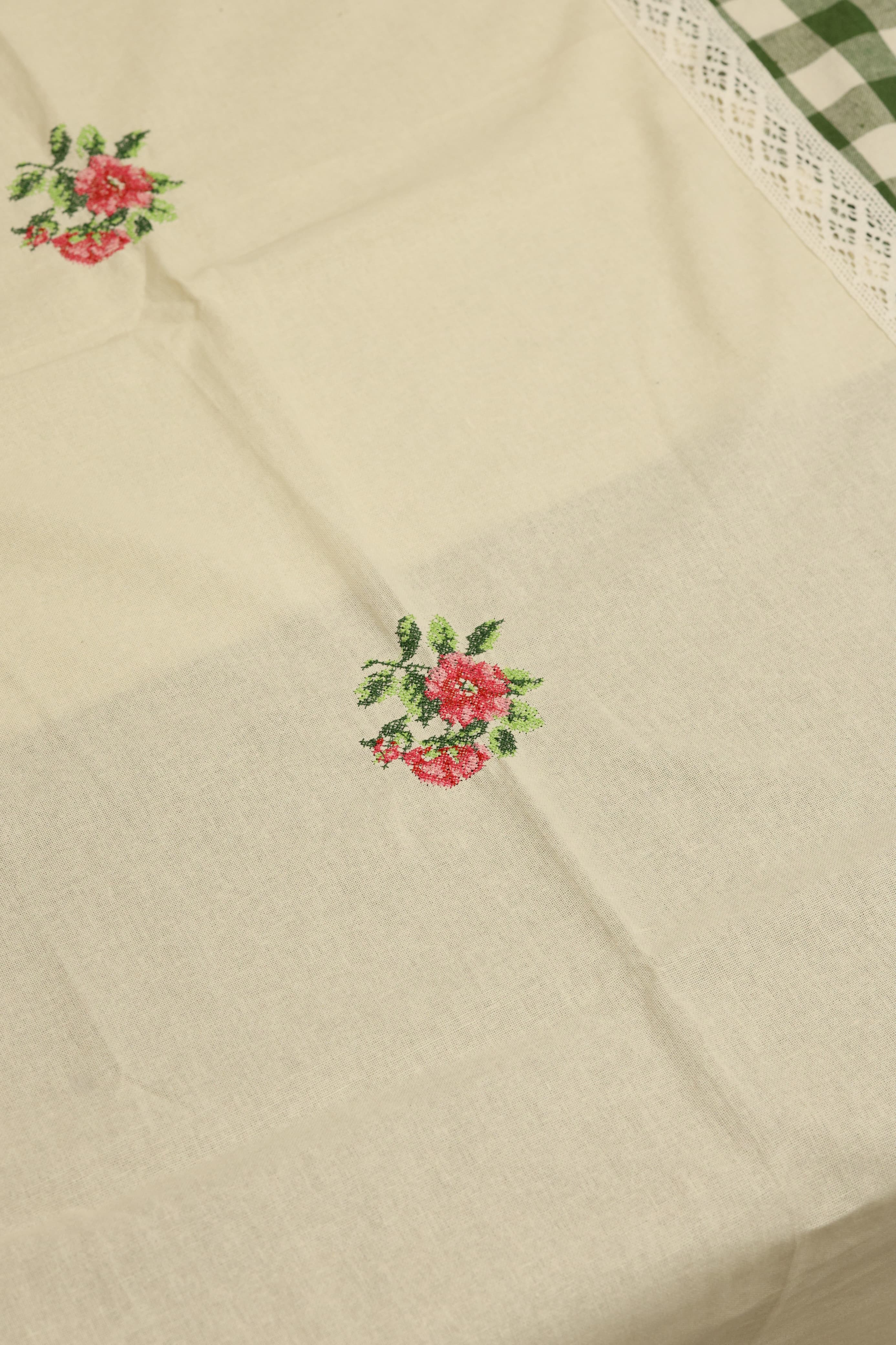 Table cloths - 8 Seater cross stitch embroidery  green check