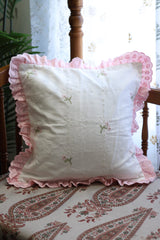 Cushion covers - Embroidery pink meadow petal 12*12 inches