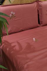 King Size Premium Machine Embroidery Bedsheet Set with 2 Pillow Covers (108x108")