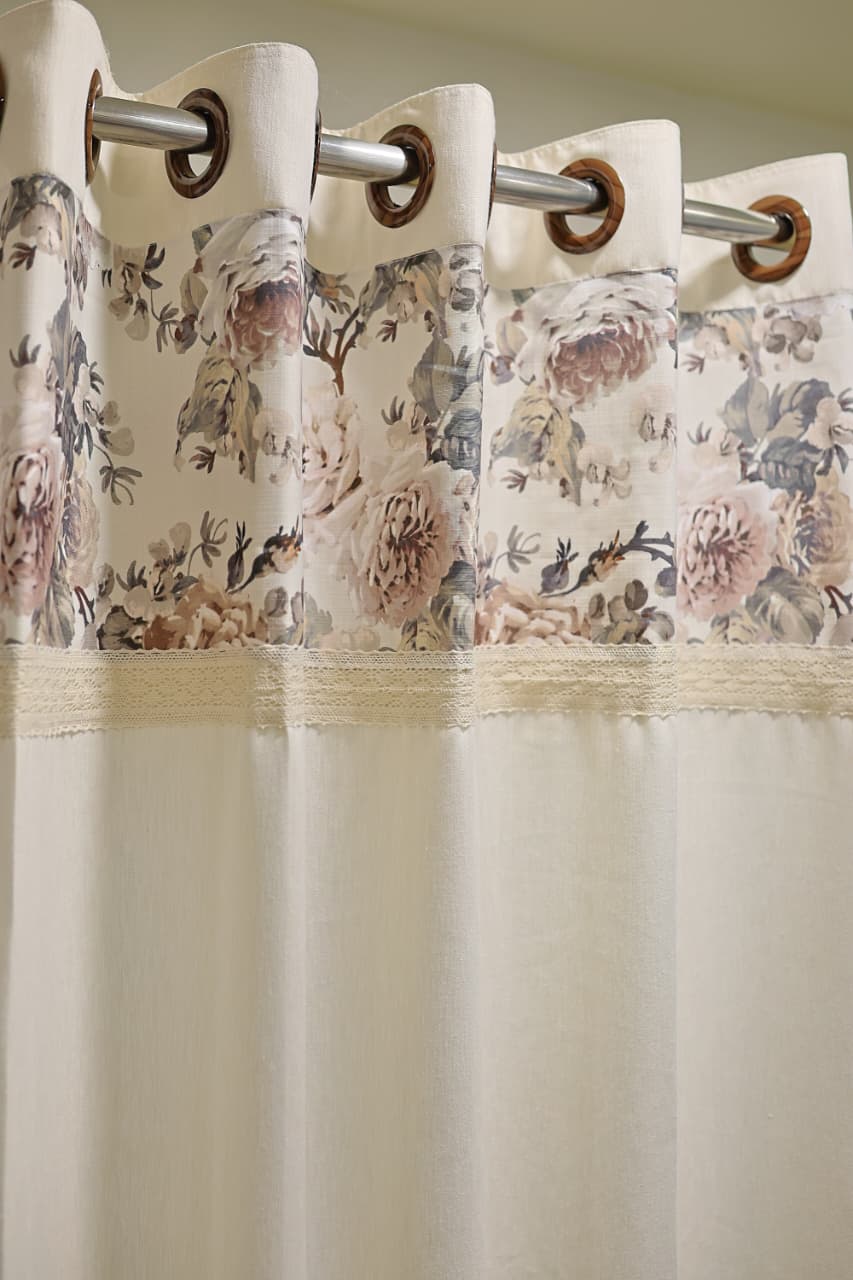 Curtains:Floral printed Opaque curtains