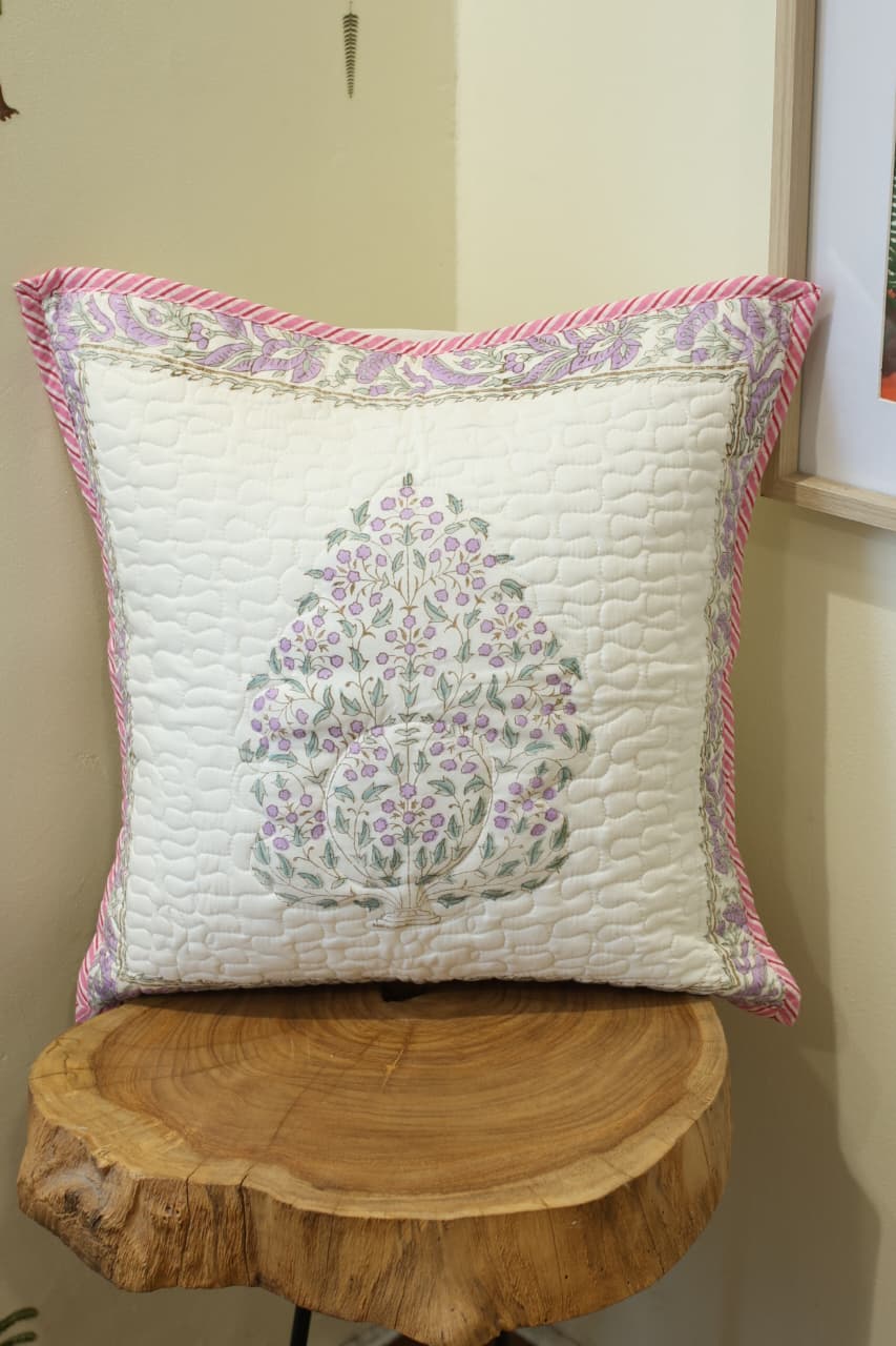 Cushion covers - quilted Handblock print