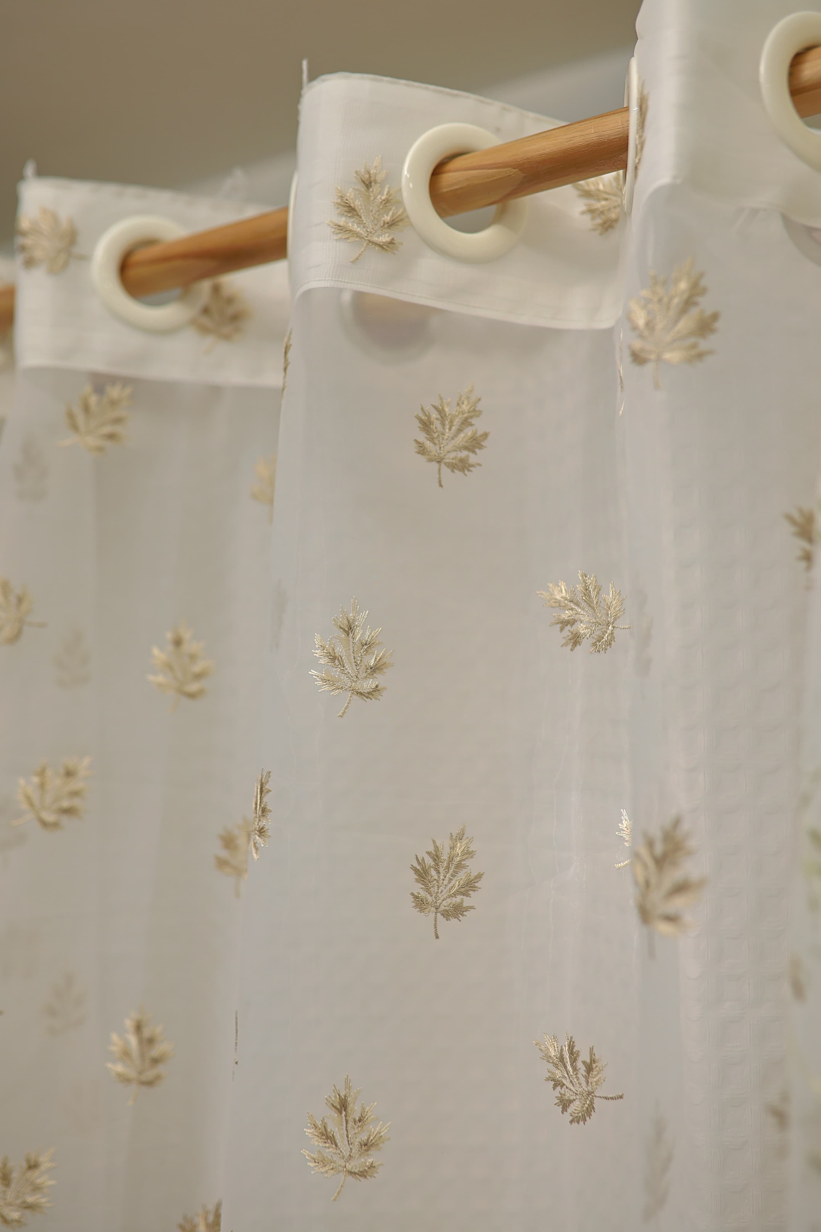 Curtains-Embroidered organza sheer curtains