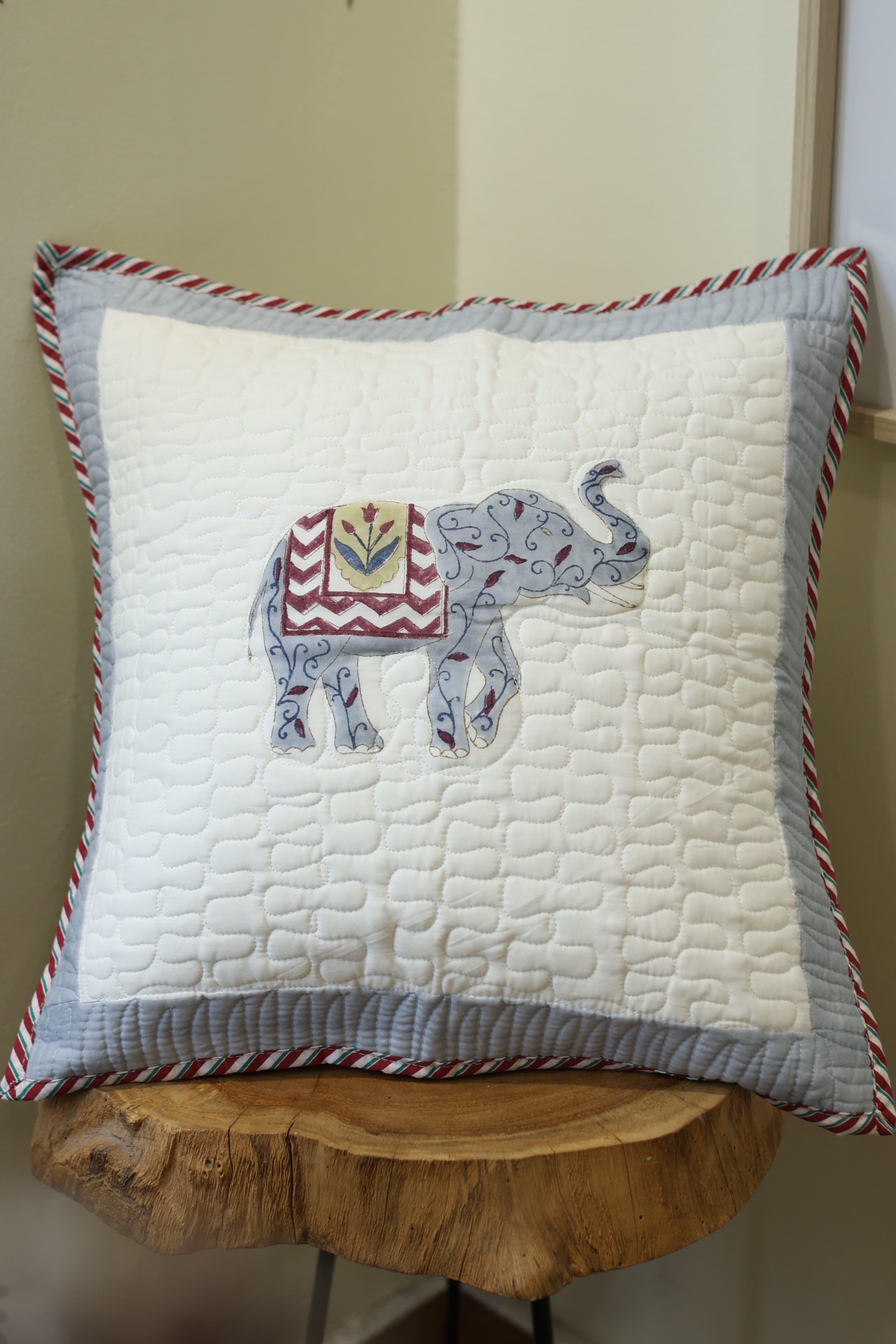 Cushion covers - quilted Handblock print