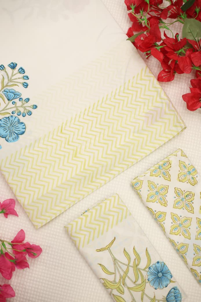 Bedsheets-King Percale handblock cotton bedsheets