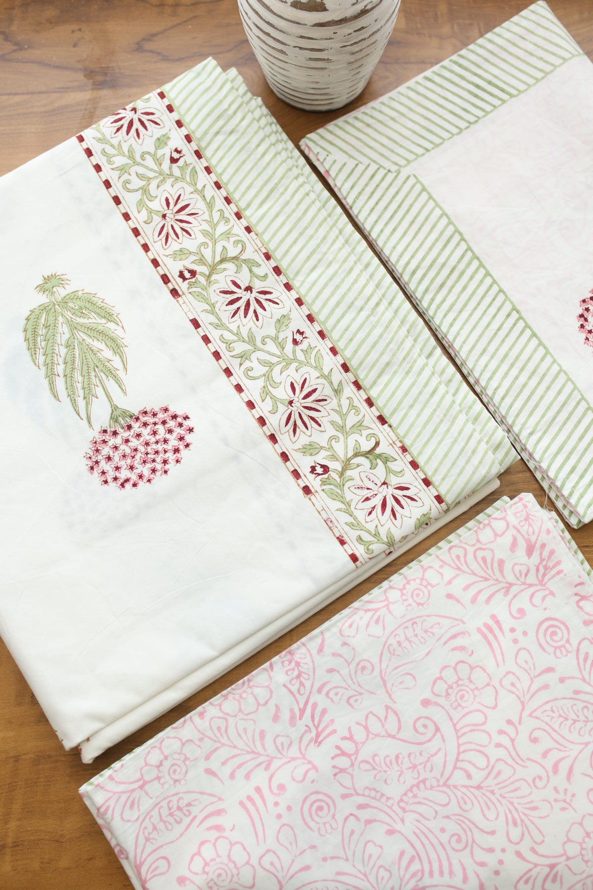 Bedsheets - King percale cotton handblock soft lily  bedsheets