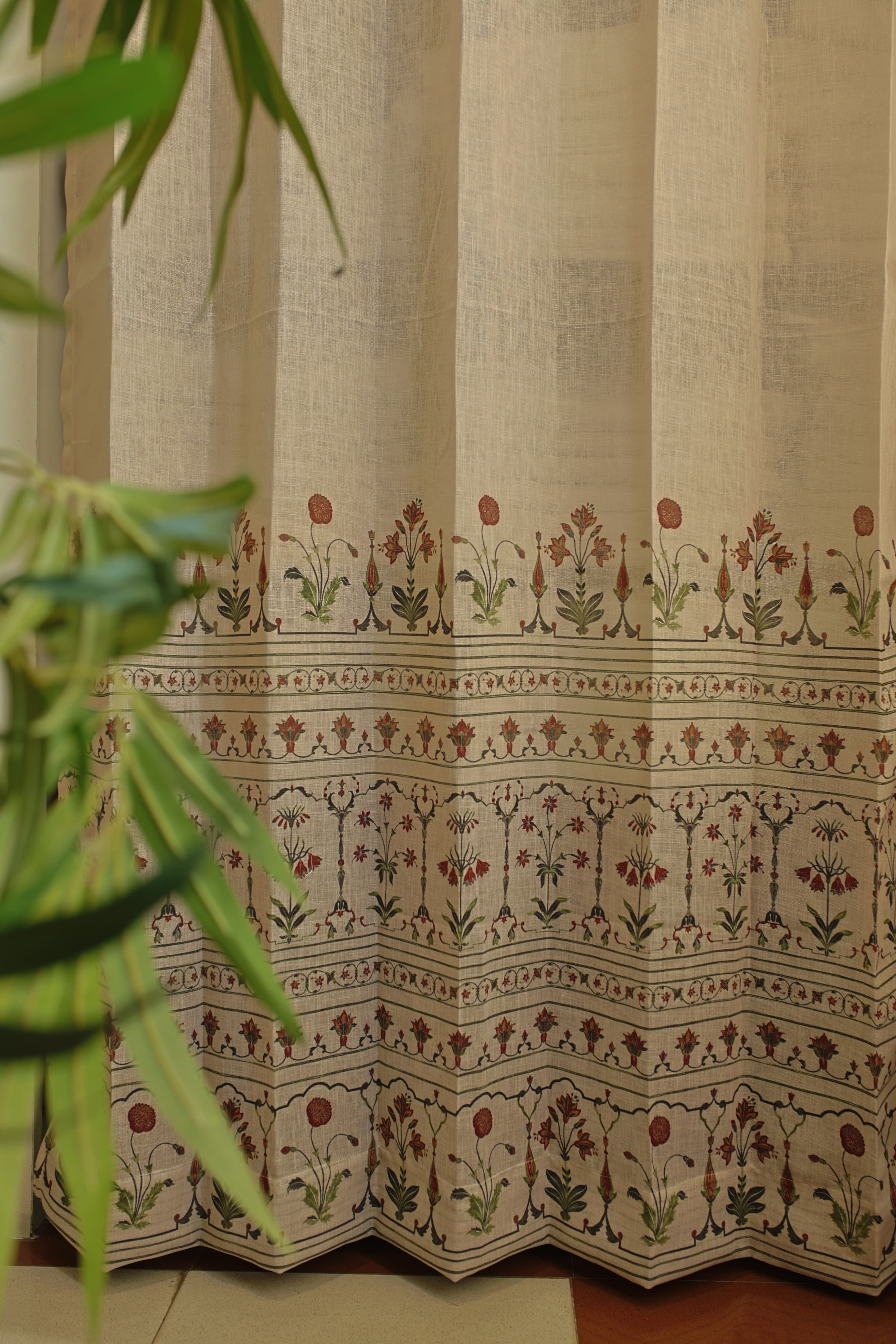 Curtains:Handblock printed curtains(sheer and opaque)