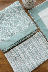 Bedsheets - King percale cotton handblock soft lily  bedsheets