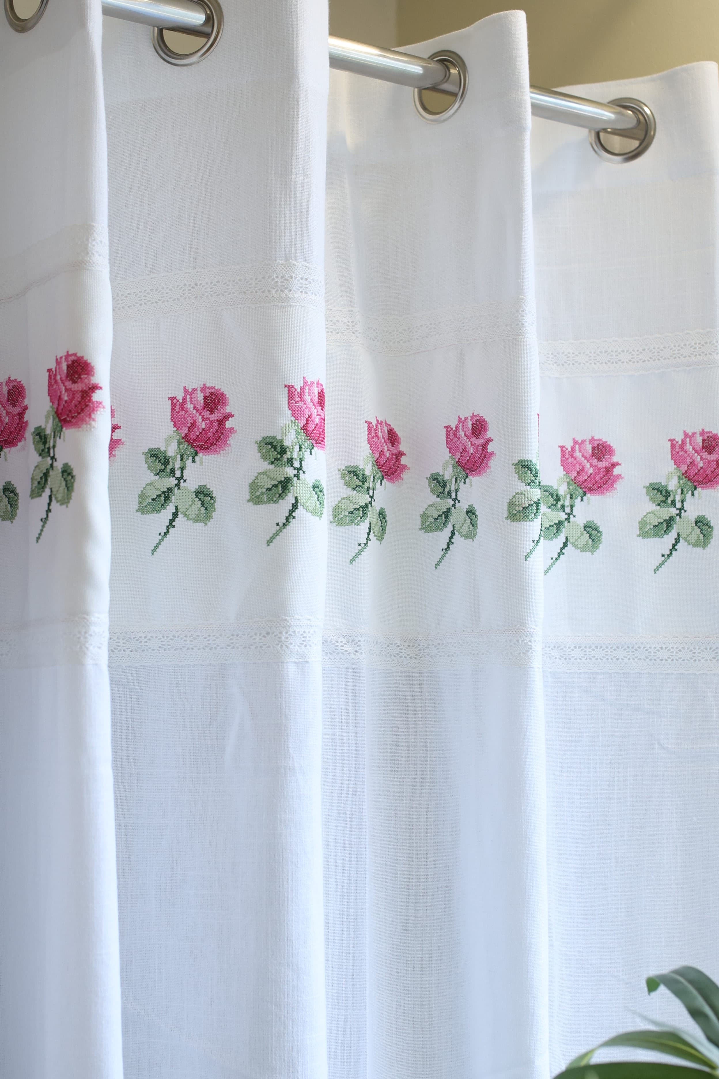 Curtains - Premium Cross Stitch Embroidery Opaque Curtain Charlotte Rose curtains