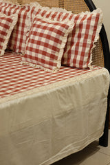 Bedsheets - Premium king floral printed lace bedsheet with cushion covers check
