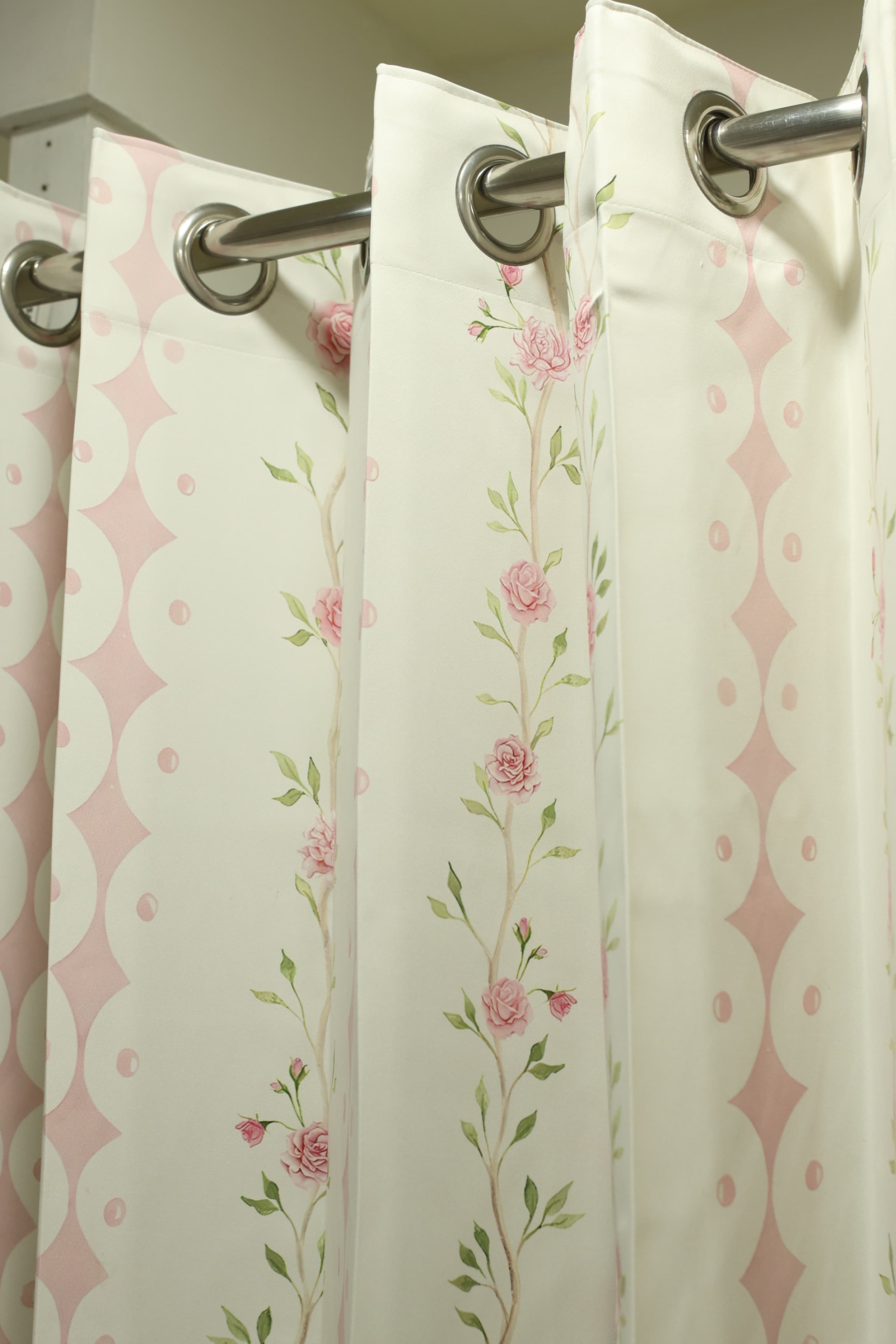 Curtains - English Floral series opaque curtains white colour base