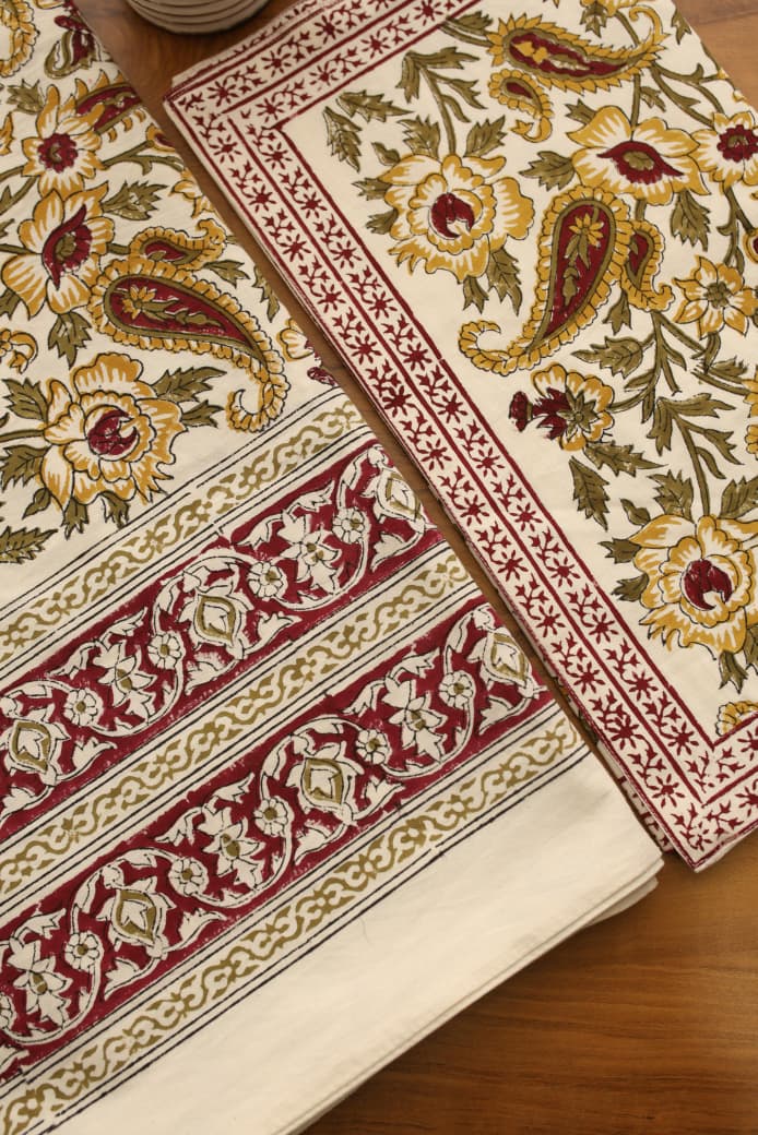Bedsheets - Queen Mugal premium handblock cotton bedsheets