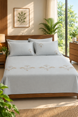 Bedsheets - Premium King Machine embroidery Soft cotton bedsheets(copper beige)