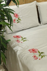 King Size Premium Machine Embroidery Bedsheet Set with 2 Pillow Covers (108x108")