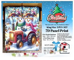 King size 7D Panel Print Bedsheet Set Xmas Edition
