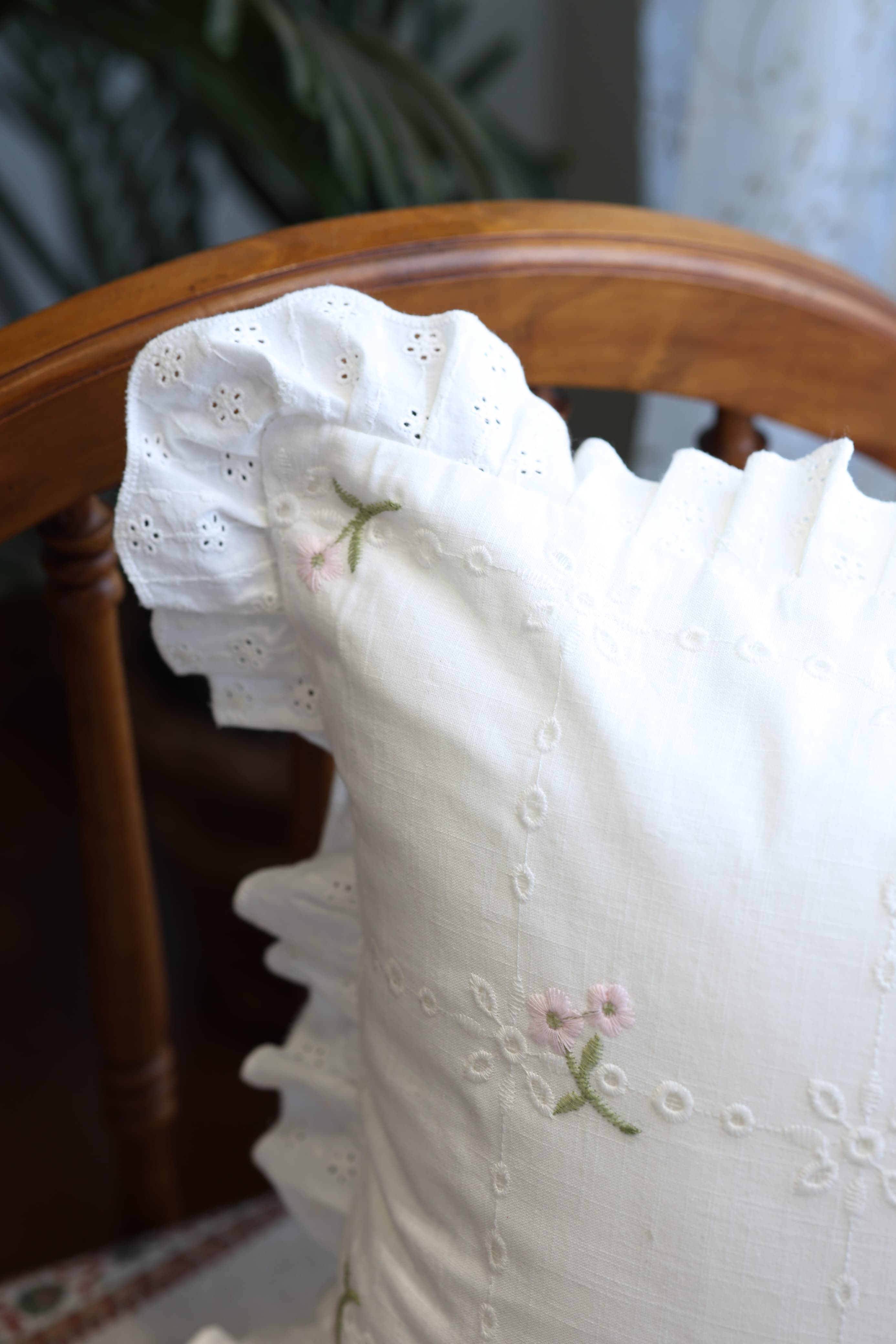 Cushion covers - Embroidery pink meadow petal 12*12 inches