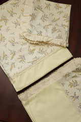 Bedsheets - Premium king floral printed lace bedsheet with cushion covers