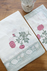 Bedsheets - Premium Super King white lily percale cotton bedsheets