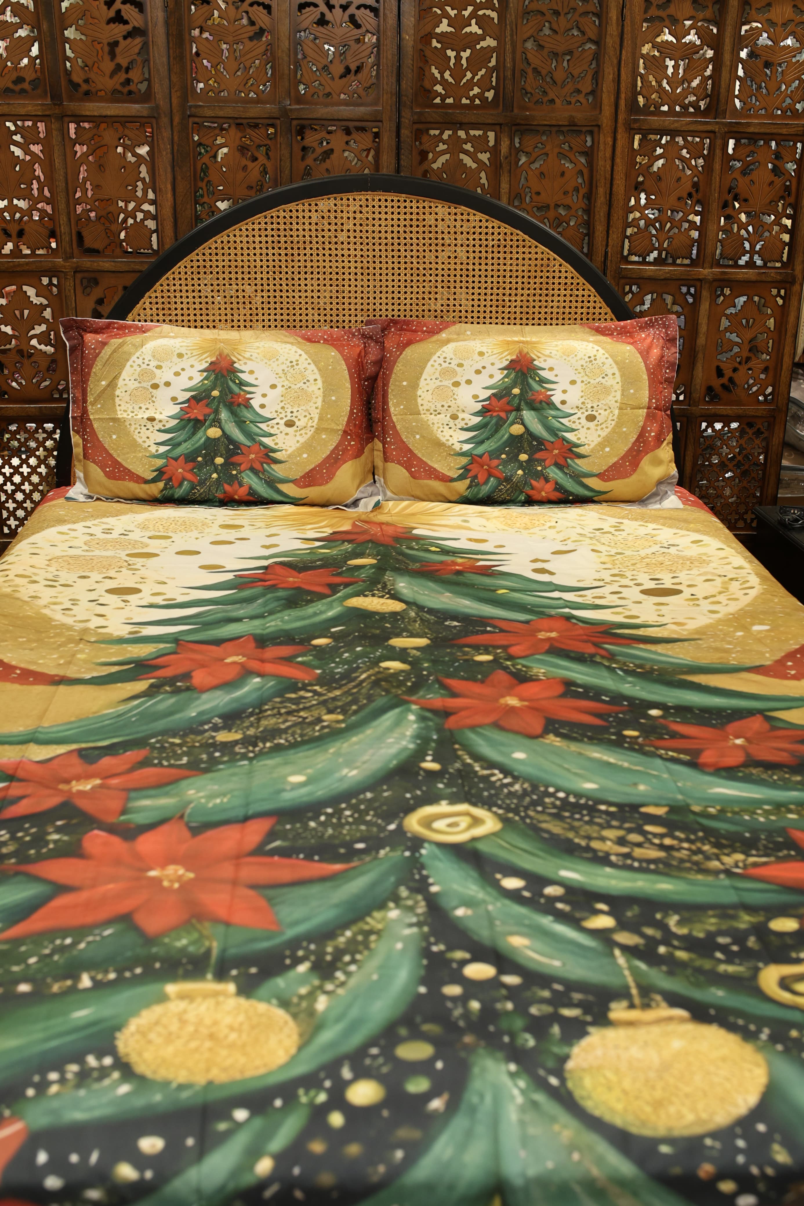 Christmas 7D Panel Print King Size Bedsheet Set - Xmas edition