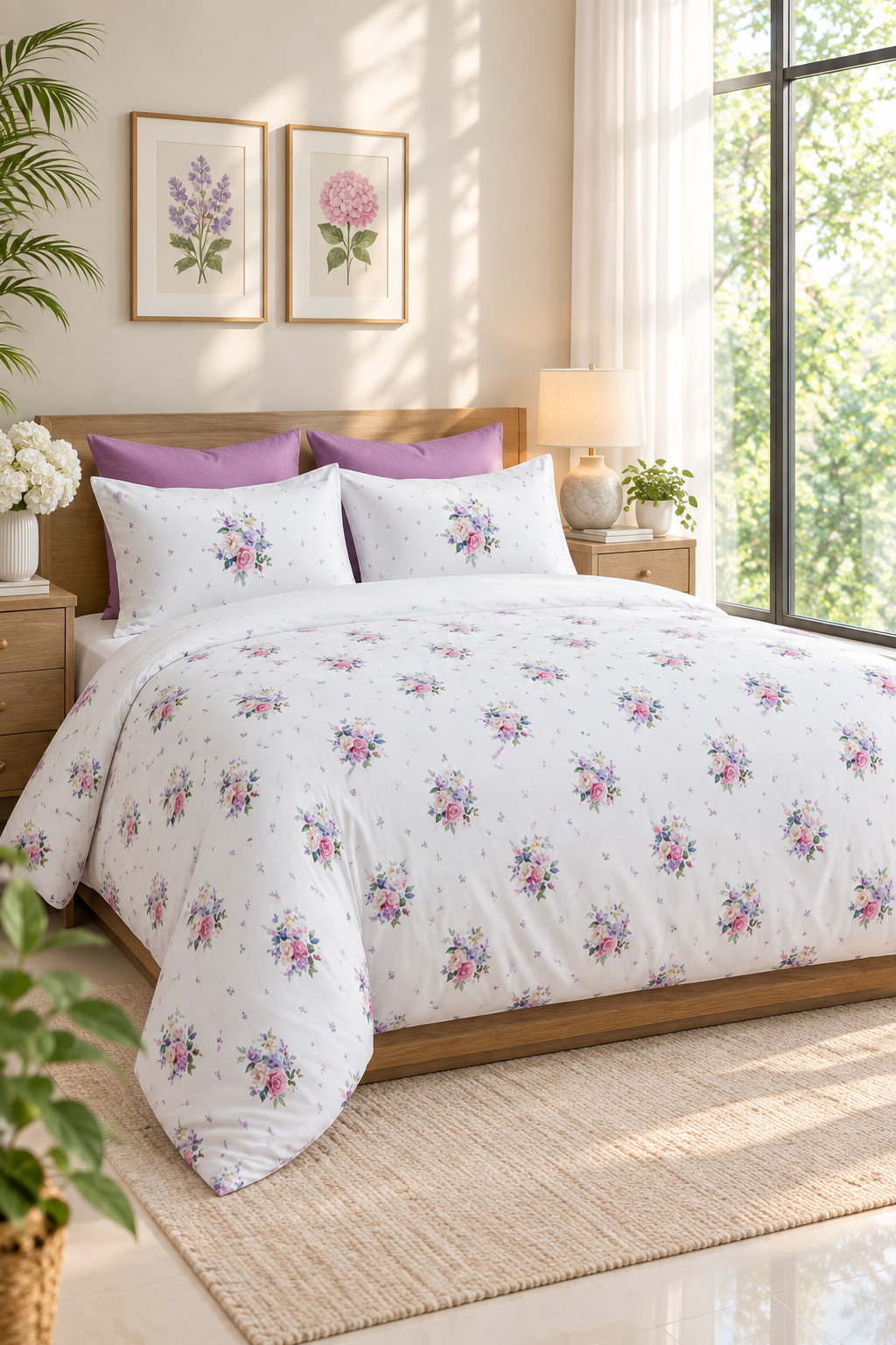 Bedsheets - King premium soft cotton bedsheet Digital Print DD(Vatika)
