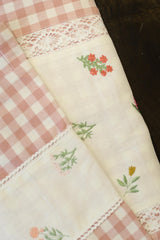 Bedsheets - King Premium check floral embroidery bedsheet
