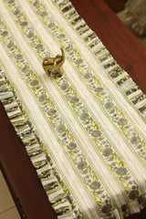 Onam Handblock Table Runner with Ruffled Edges - 4 seater