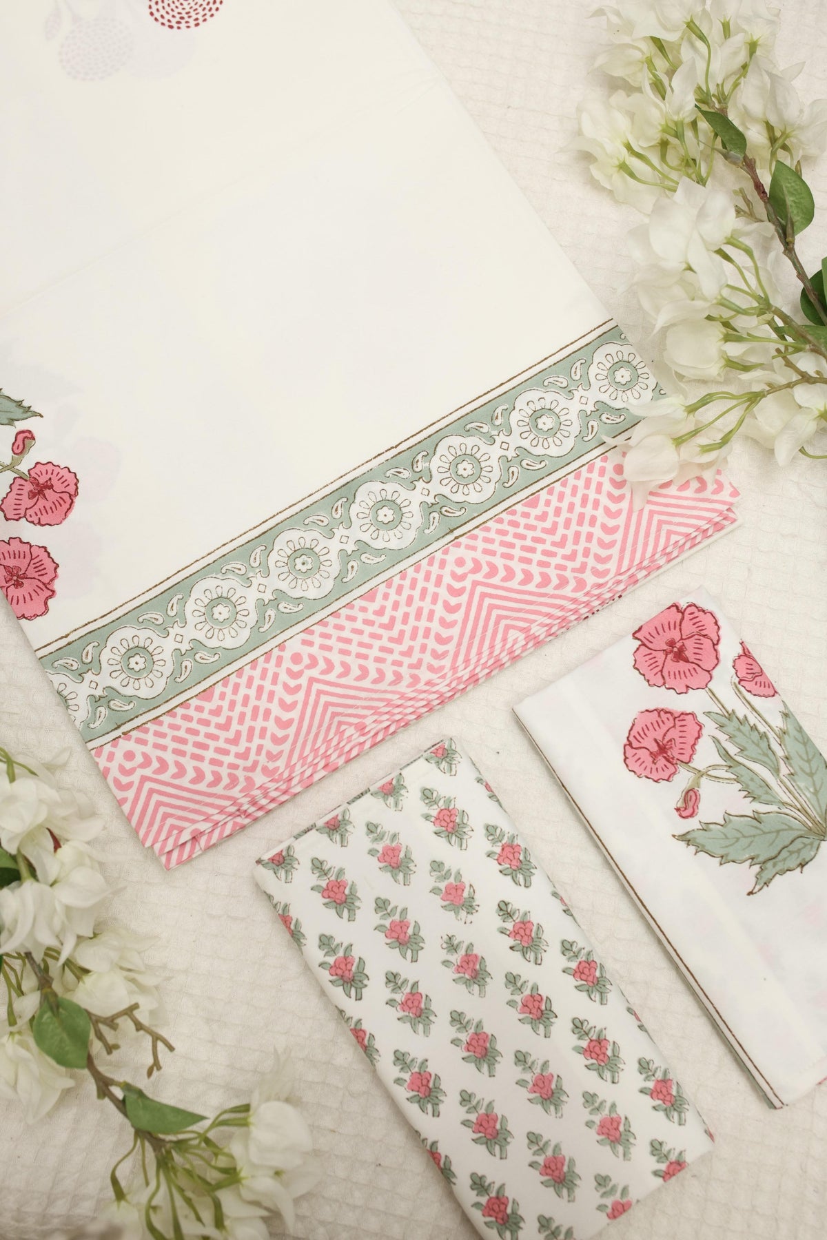 Bedsheets-King Percale handblock cotton bedsheets