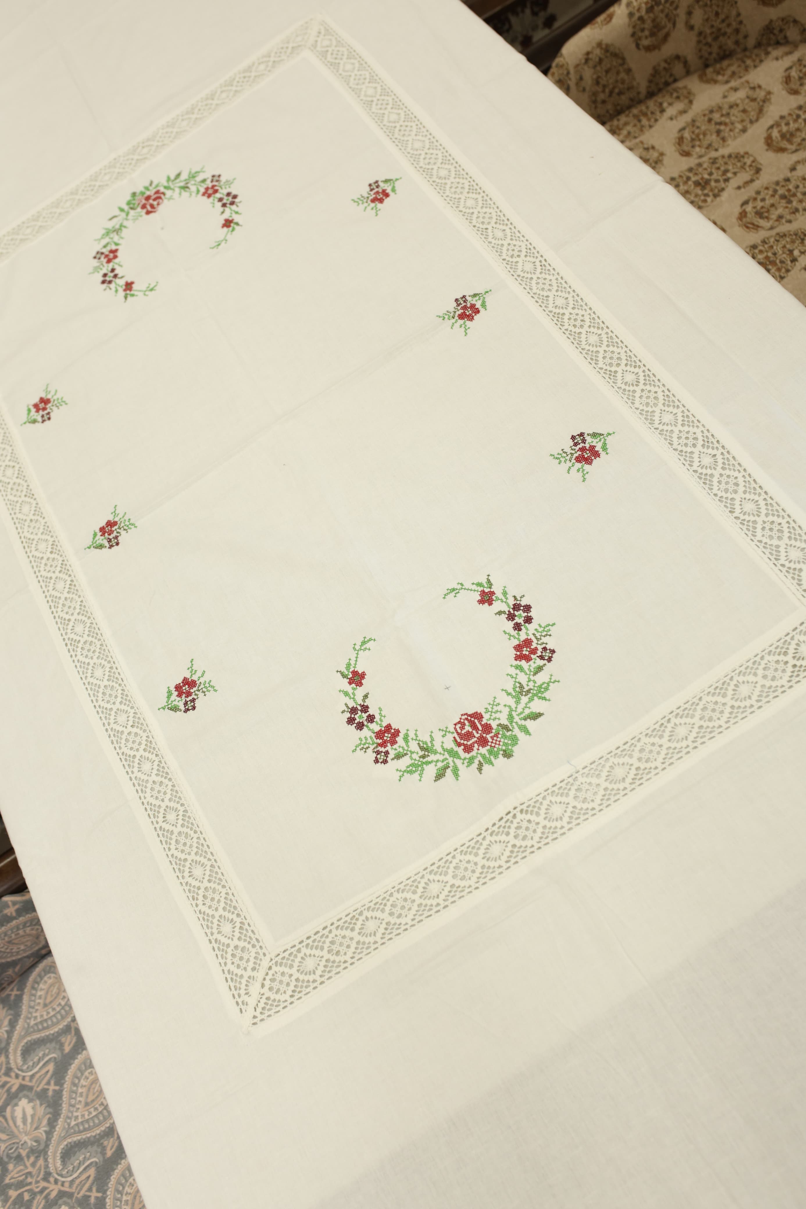 Table cloths - 6 seater cross stitch embroidery