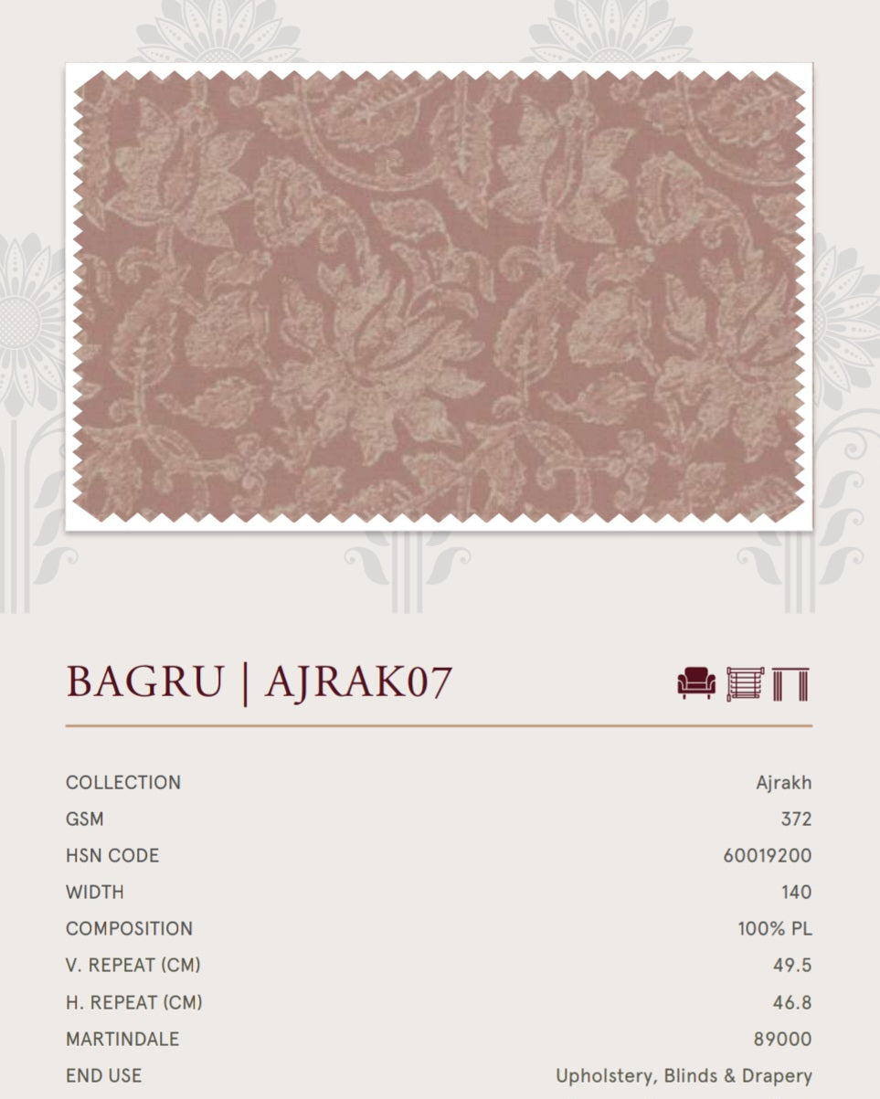 Upholstery fabrics -Ajrakh(Bagru)