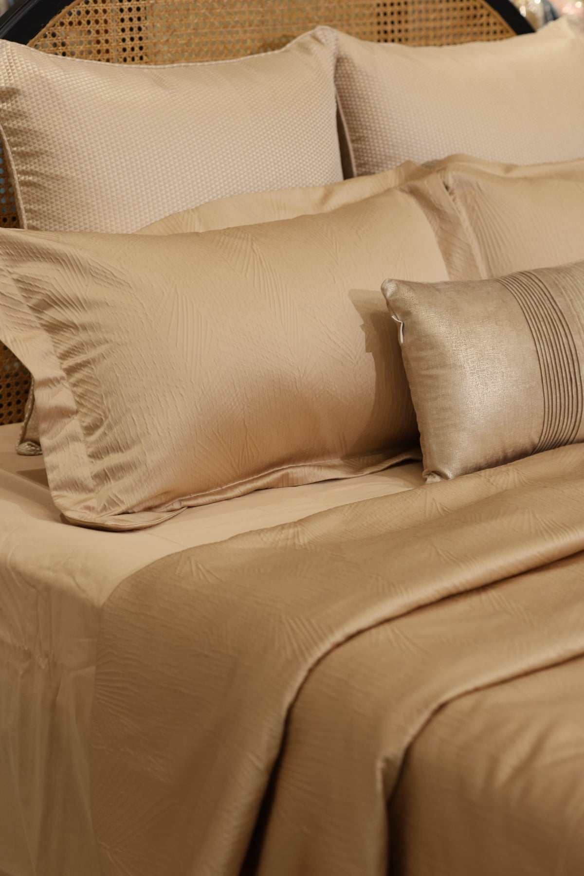 Champagne Luxe Cotton Bed Linen Ensemble with Duvet Cover Ddecor