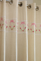 Curtains - Embroidery designer opaque curtains Blush bow