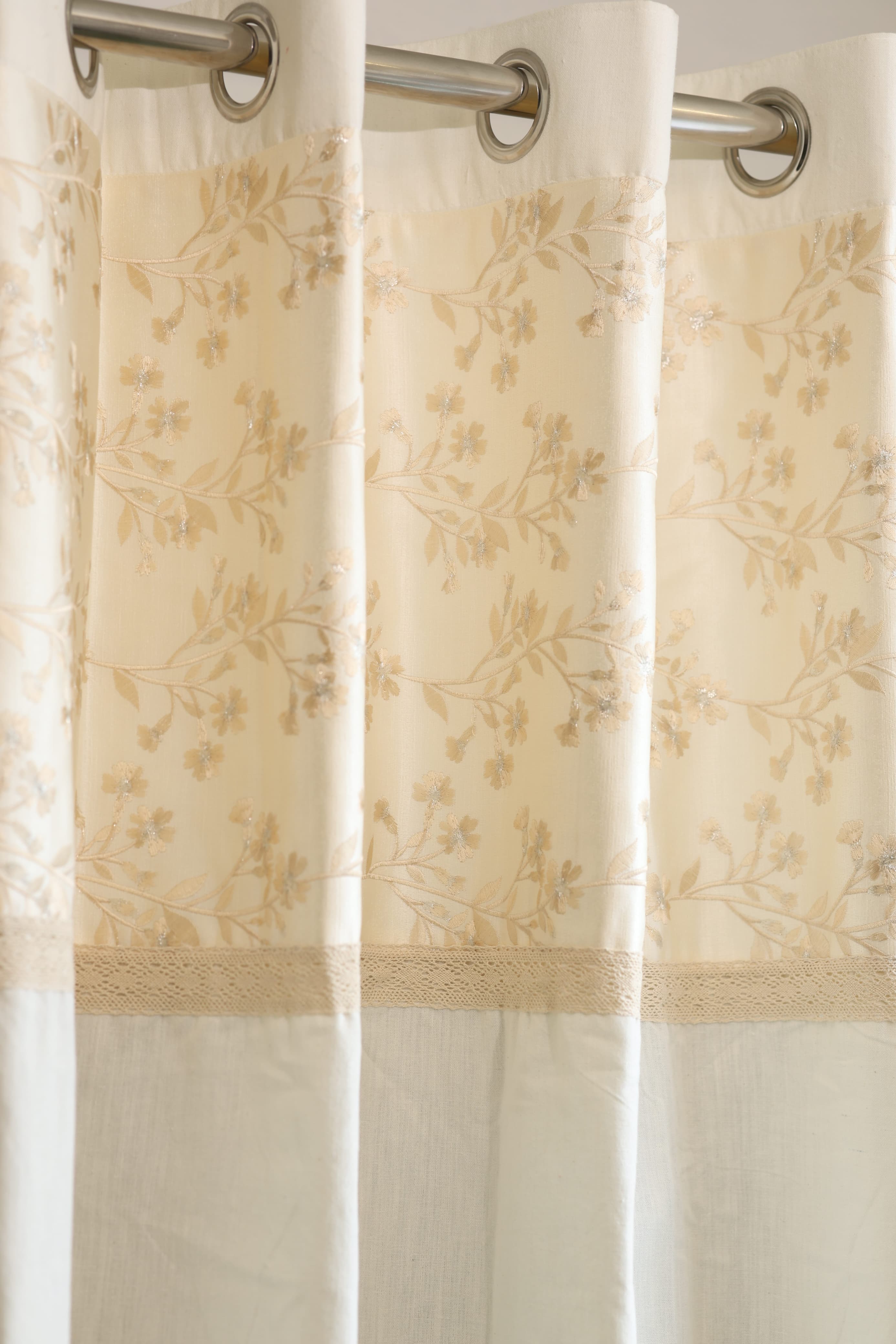 Curtains - Embroidery designer opaque curtains Vanilla leaves