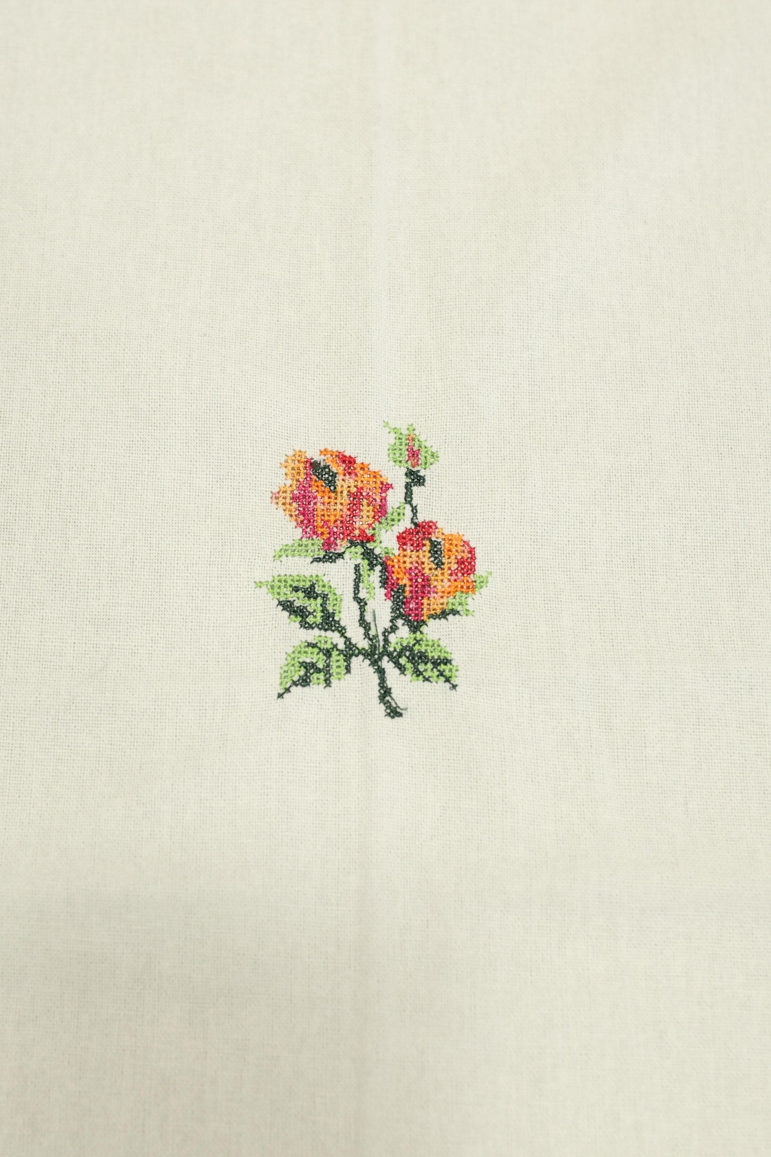 Table cloth - 6 seater cross stitch embroidery white base