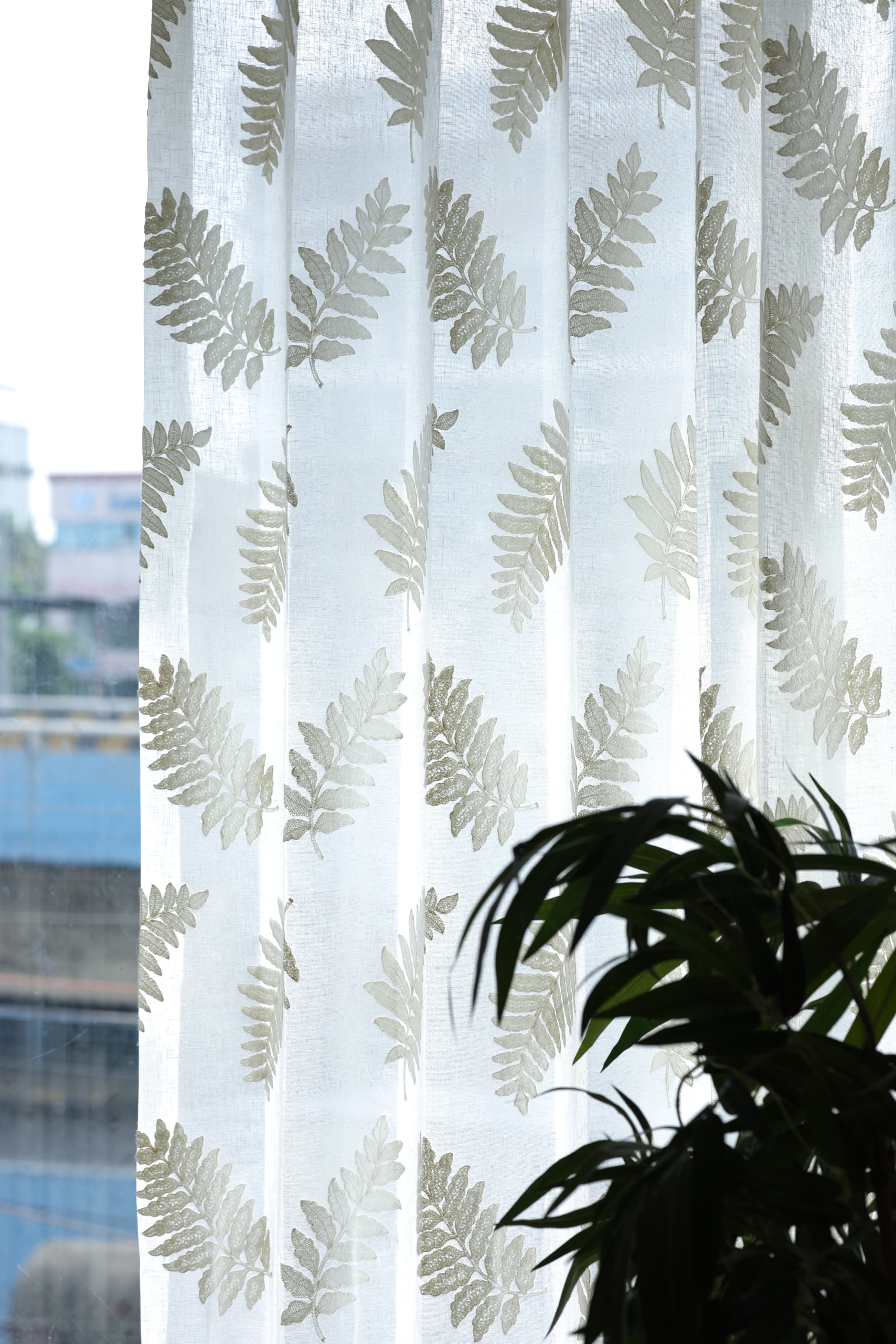 Curtains - Applique Premium Embroidery sheer curtains meher prebooking white base