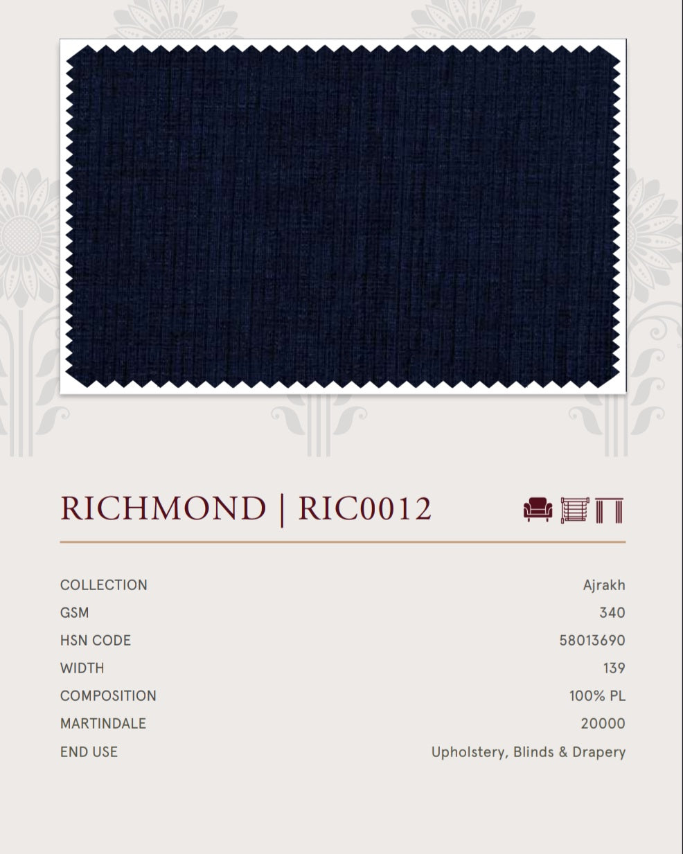 Upholstery fabrics -Ajrakh(Richmond)