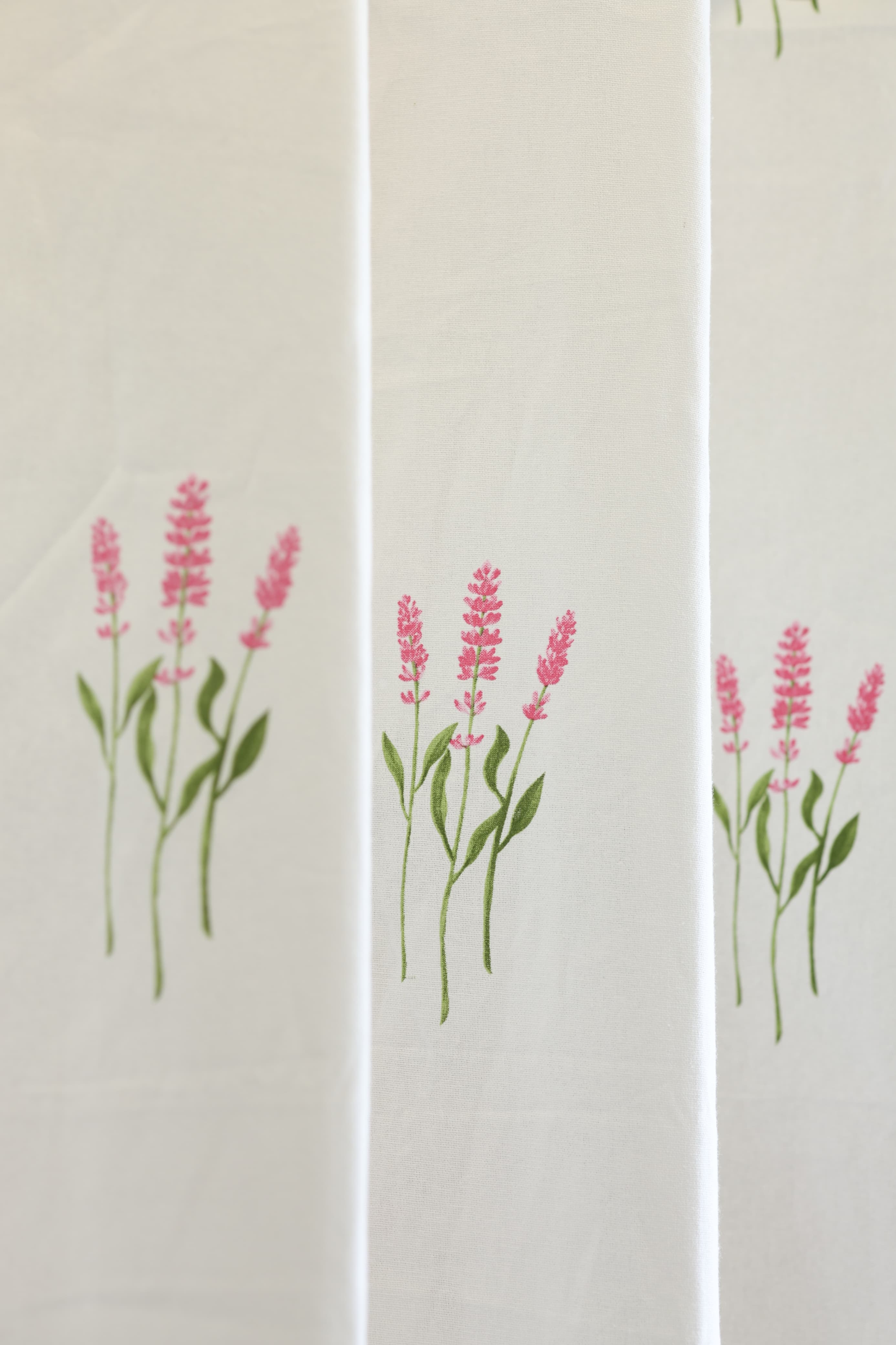 Curtains - Opaque floral curtains white base meadow
